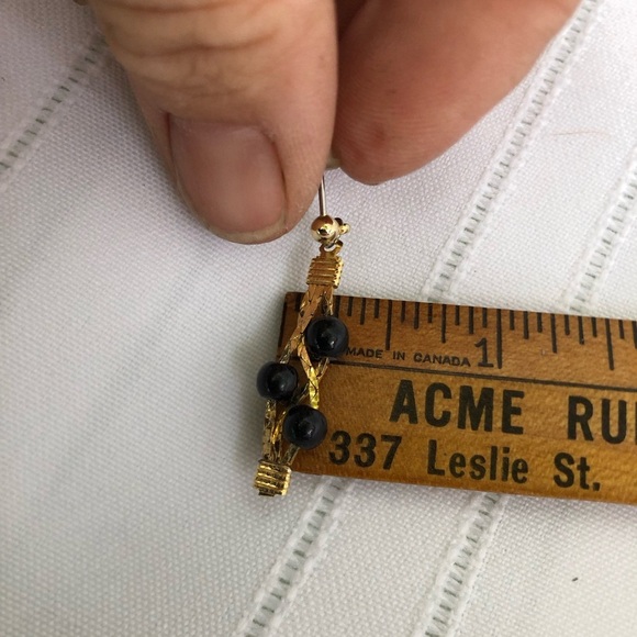 Vtg Chain and Bead Dangle Earrings - Picture 5 of 5